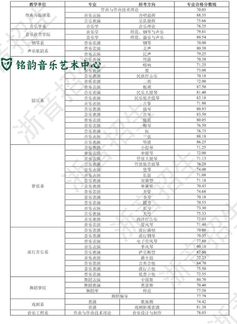 浙江音乐学院文化课分数线-第1张图片-泰美艺术培训