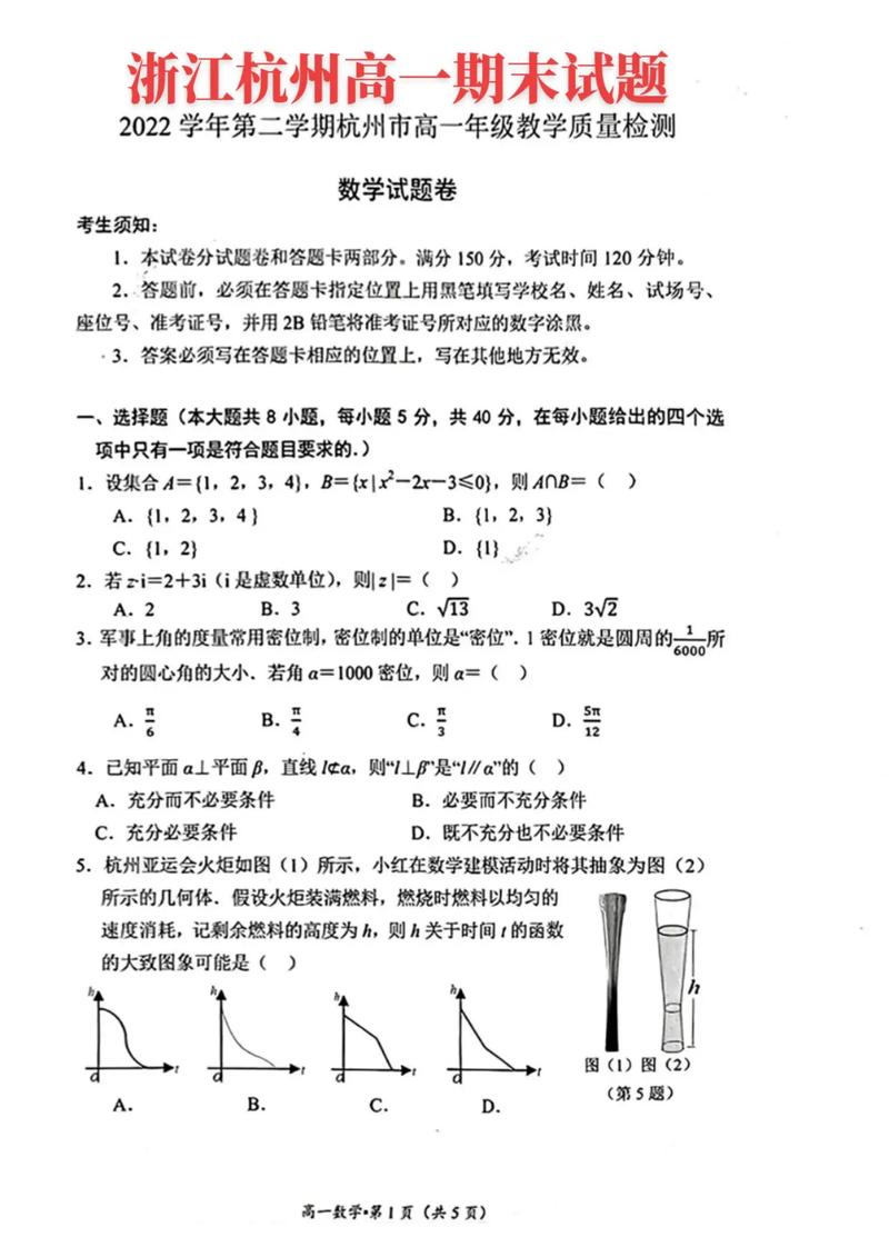 15 16杭州高一联考考了什么？-第1张图片-泰美艺术培训